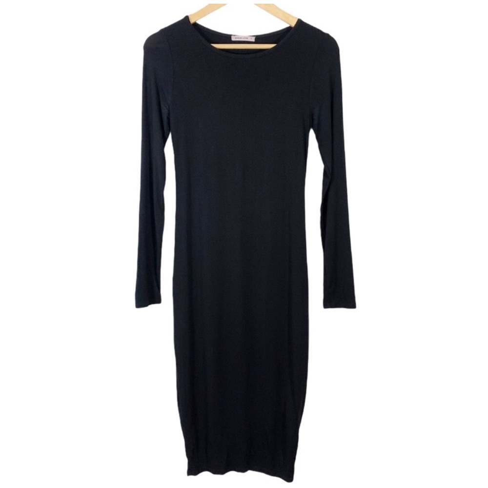 Marine Layer Lexi Long Sleeve Midi Dress Black Sm
